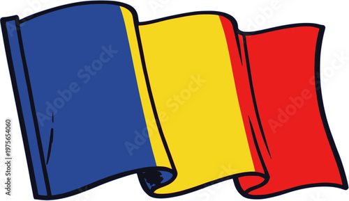 Romania Flag Waving Pop Art Style Vector Illustration