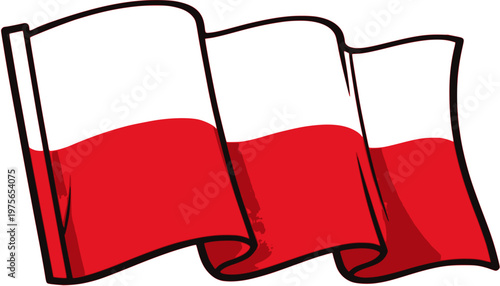 Poland Flag Waving Pop Art Style Vector Illustration