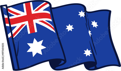 Australia Flag Waving Pop Art Style Vector Illustration