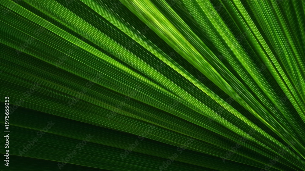 Obraz premium Radiant green palm leaf with vivid veins. AI generated