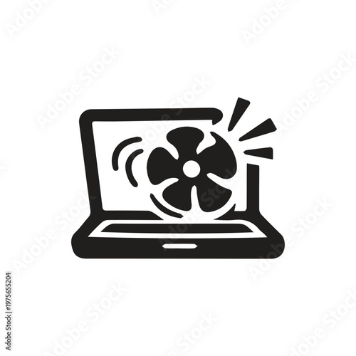 Laptop Cooling Fan Activity Icon for Maintaining Device Performance and Heat Control