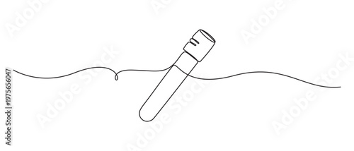 Continuous line drawing of test blood sample from glass tube to find covid-19 vaccine.single Continuous line art drawing of a blood sample test tube vector design,