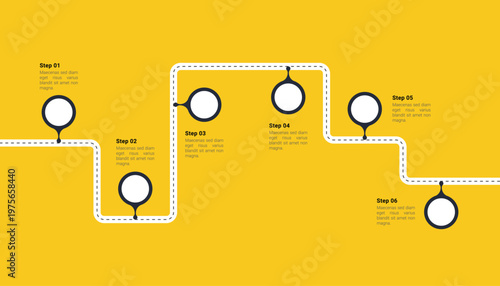 6 Steps Roadmap Infographic Template Design