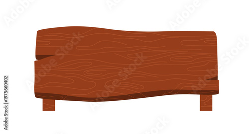 Dining table, natural wooden furniture for interior design, floor plan. Rough rustic slab, timber board with wood texture, top view, from above. Flat vector illustration isolated on white background