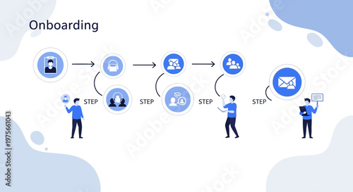 People in business process steps.