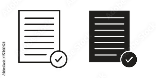 Accept document icon vector design set. Icon Symbol Black Outline and Solid