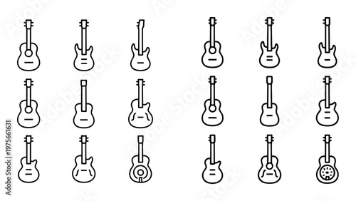 Multiple guitar outline icons arranged in repeated row and column grid