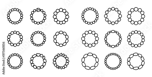 Circular bead wreath variations arranged in grid layout