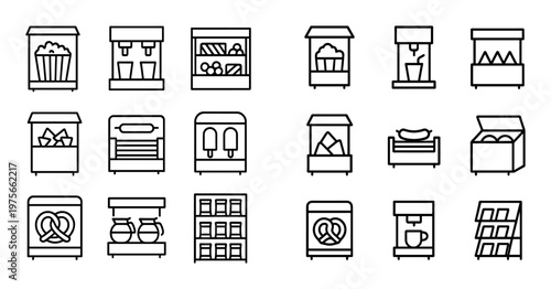 Snack and food vending icons arranged in grid layout