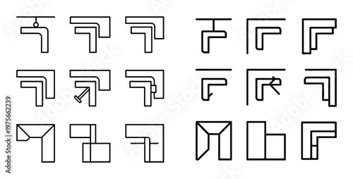Corner bracket and joint icons arranged in grid layout