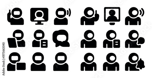 User profile and communication icons depicting video call