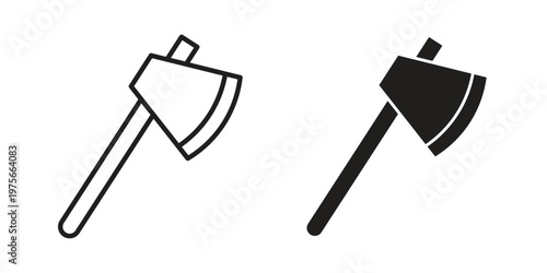Axe icon vector design set. Icon Symbol Black Outline and Solid