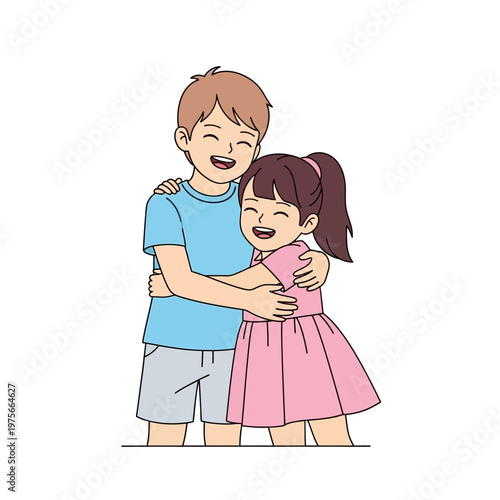 Kids play together in kindergarden. Children, play together having fun, fooling around in fine good mood, on playroom, playground. Preschool kids have fun. Children's activity in the kinder garden