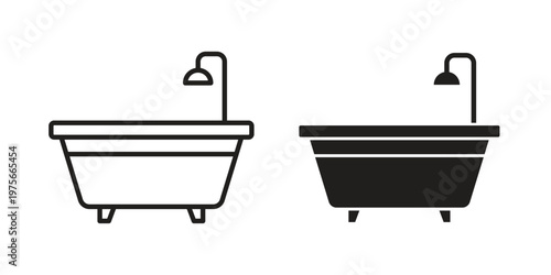 Bathroom icon vector design set. Icon Symbol Black Outline and Solid
