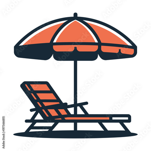 Relaxing beach setup with a lounge chair and umbrella