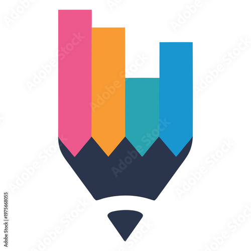 Colorful pencil tip with a black eraser below it