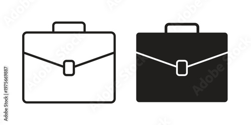 Briefcase icon vector design set. Icon Symbol Black Outline and Solid
