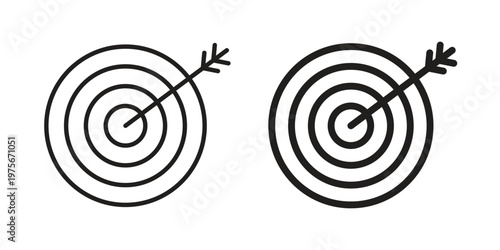 Bulls eye icon vector design set. Icon Symbol Black Outline and Solid