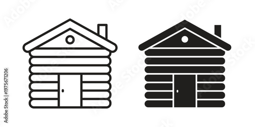 Cabin icon vector design set. Icon Symbol Black Outline and Solid