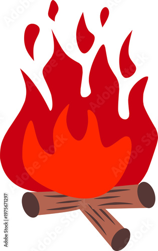 Campfire with Flames and Logs Illustration