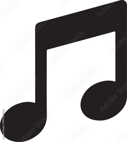 Black beamed eighth note musical symbol on a white background