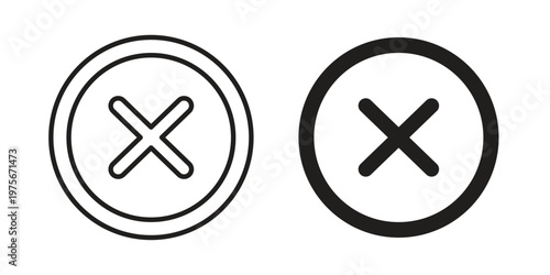 Cancel icon vector design set. Icon Symbol Black Outline and Solid