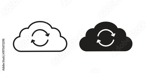Cloud sync icon vector design set. Icon Symbol Black Outline and Solid