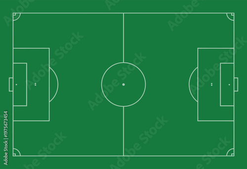 Football Pitch Top View Green Soccer Field Layout Vector Design, vector illustration