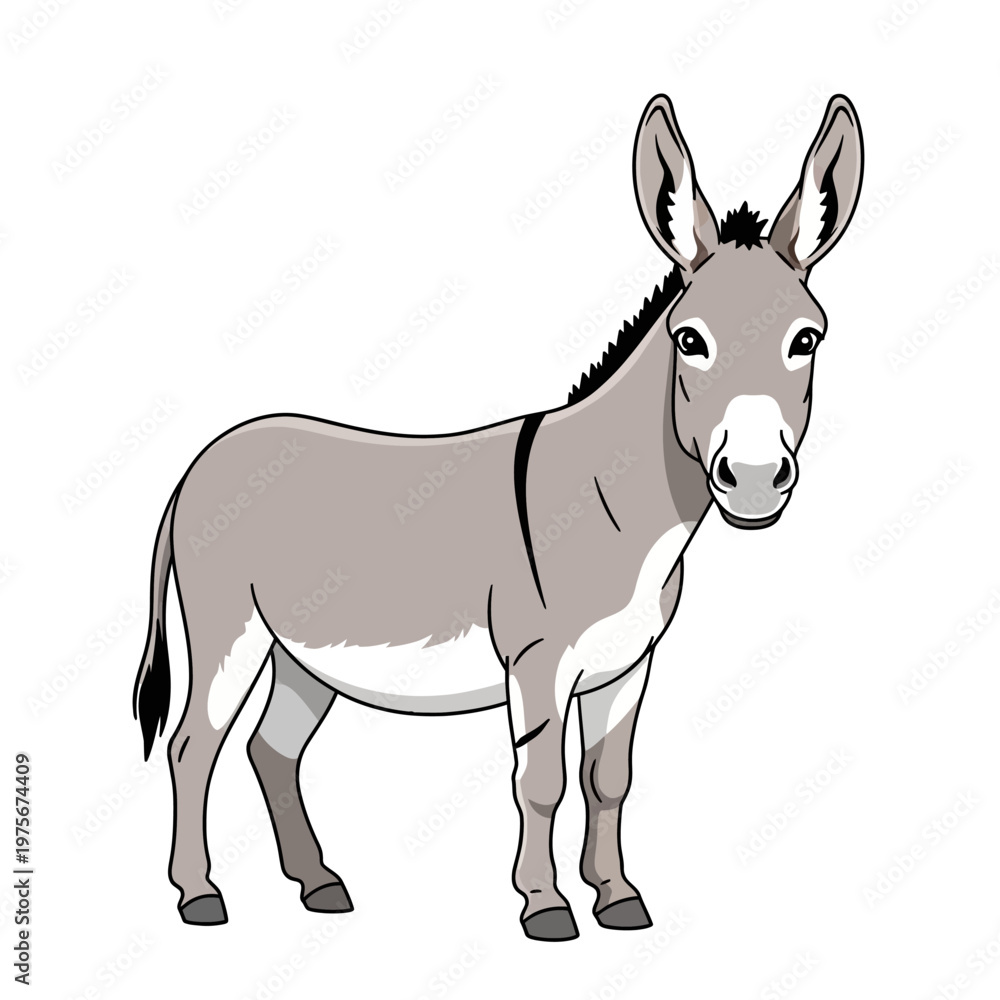 Fototapeta premium A gray donkey standing alone.