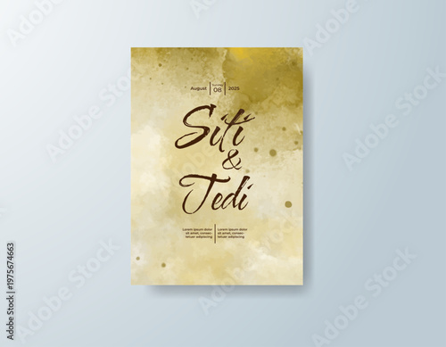 Wedding invitation with abstract watercolor background