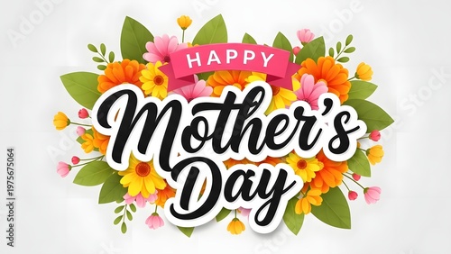 Celebrating mother's day beautiful floral card with 'happy mother's day' message for a loving mom