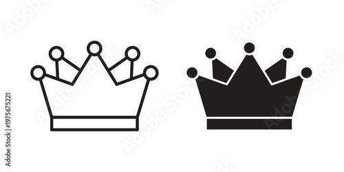 Crown icon vector design set. Icon Symbol Black Outline and Solid
