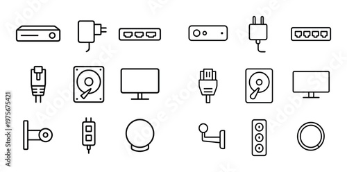 Electronic connector icons displayed in grid on white background