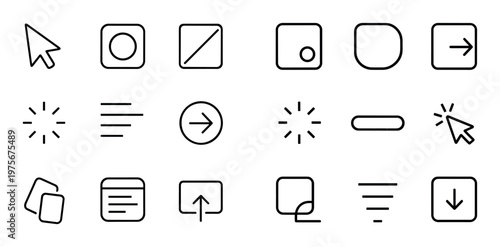 Collection of cursor and control icons for navigation and actions