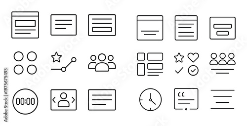 User interface icons showing controls and layout elements