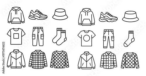 Clothing icons displaying apparel items in tiled grid layout
