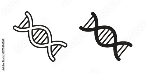 DNA icon vector design set. Icon Symbol Black Outline and Solid