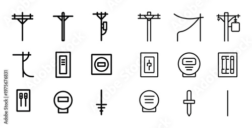 Utility pole and meter icons showing power lines and equipment