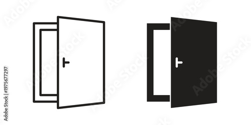 Door icon vector design set. Icon Symbol Black Outline and Solid