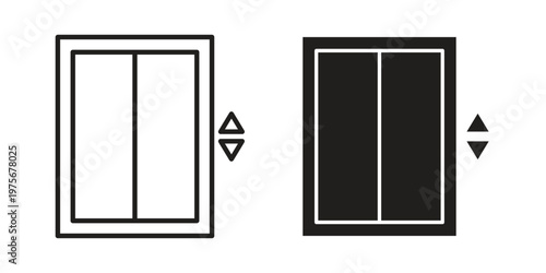 Elevator icon vector design set. Icon Symbol Black Outline and Solid