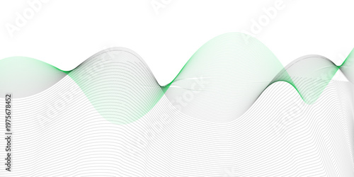 Adobe Illustrator interface displaying a clean artboard with abstract wavy line patterns in black and green, forming a smooth flowing landscape design.
