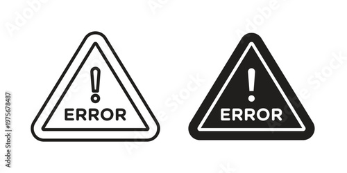 Error icon vector design set. Icon Symbol Black Outline and Solid