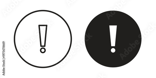 Exclamation button icon vector design set. Icon Symbol Black Outline and Solid