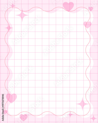 パステルピンクのキラキラハート装飾フレーム背景 4:5 縦型 SNS・スマホ・ポスター向けグリッドデザイン