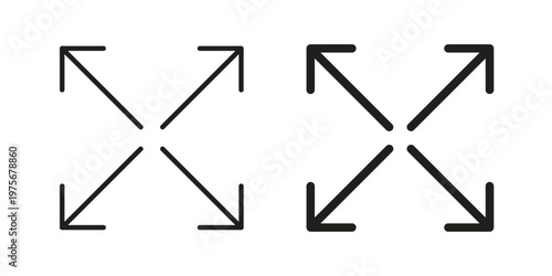 Expand icon vector design set. Icon Symbol Black Outline and Solid