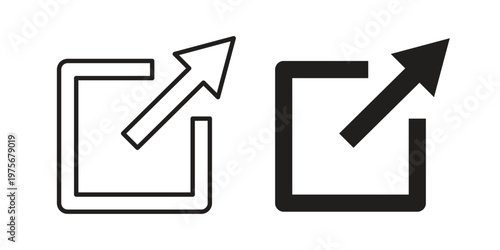 External link icon vector design set. Icon Symbol Black Outline and Solid