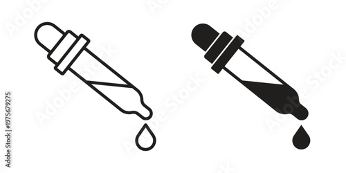 Eye dropper icon vector design set. Icon Symbol Black Outline and Solid