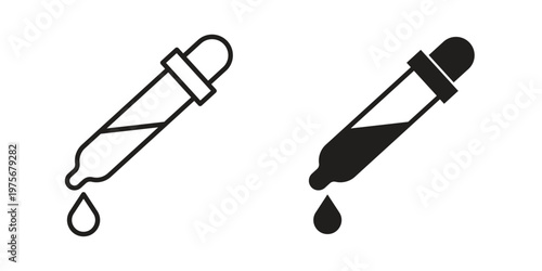 Eye dropper icon vector design set. Icon Symbol Black Outline and Solid