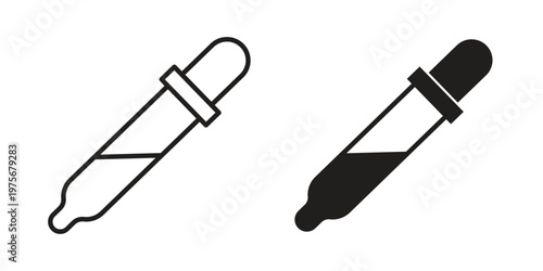 Eye dropper icon vector design set. Icon Symbol Black Outline and Solid