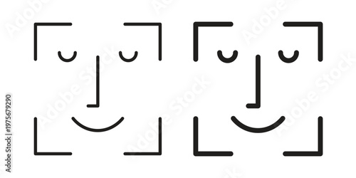 Face id icon vector design set. Icon Symbol Black Outline and Solid